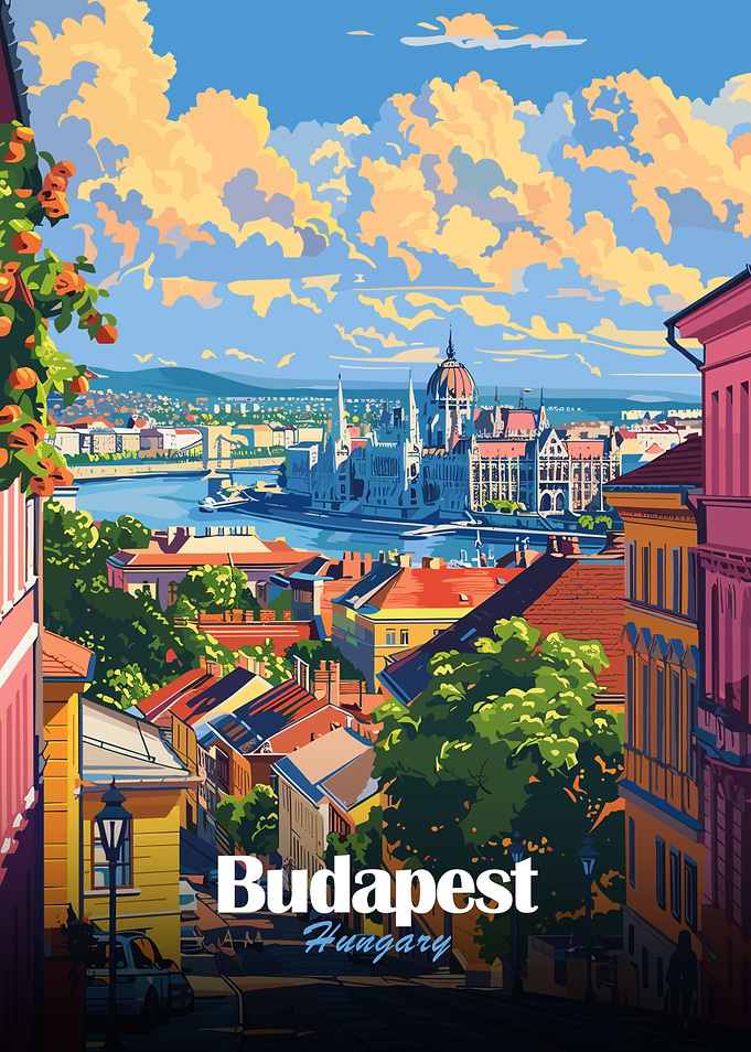 Budapest, Hungary Cityscape Illustration