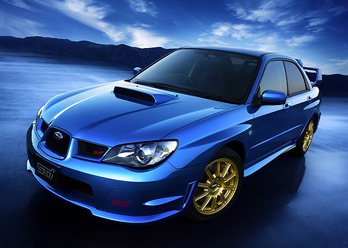 Blue Subaru Impreza WRX STI