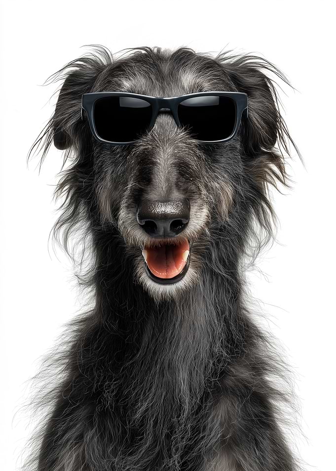 Cool Scottish Deerhound Dog with Sunglasses Portrait