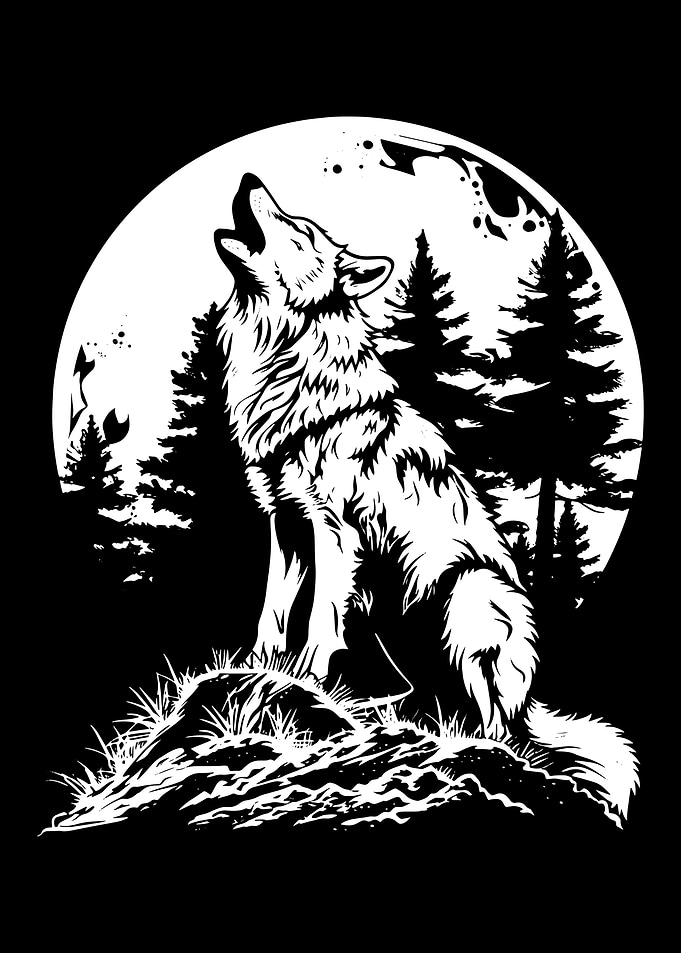 Howling Wolf Silhouette