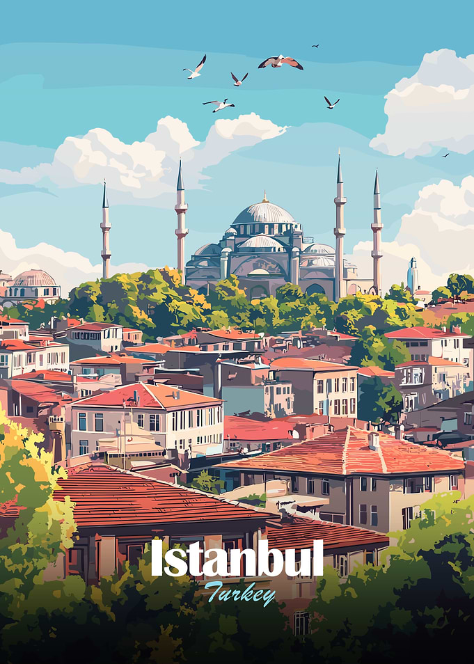 Istanbul, Turkey Cityscape Illustration