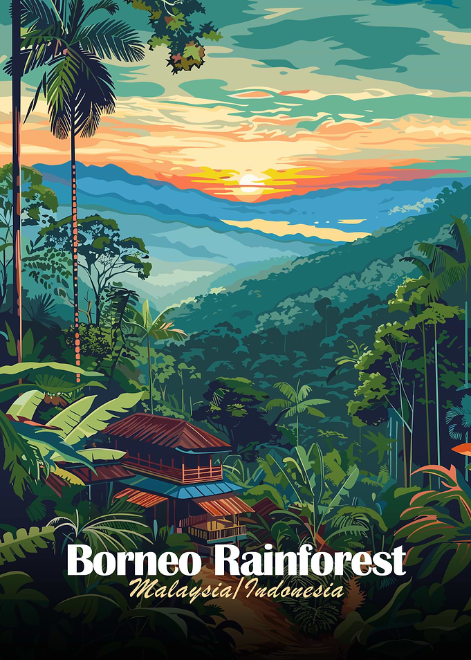 Borneo Rainforest Travel Poster