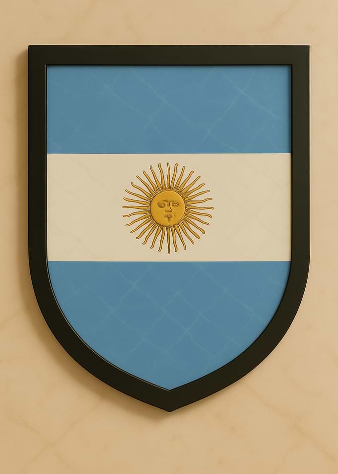 Argentina Flag Shield Framed Art - Marble look