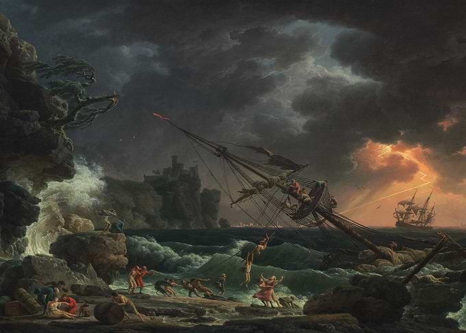 Shipwreck in Stormy Seas Painting