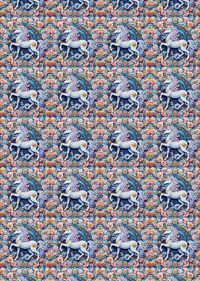 Unicorn and Floral Pattern