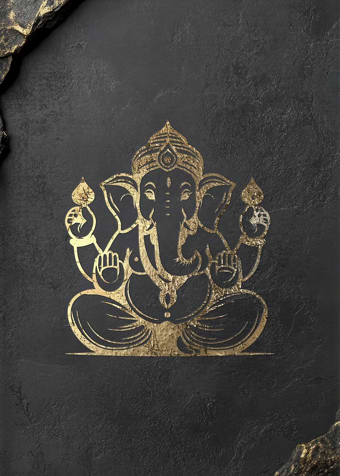 Ganesha in Gold on Stone