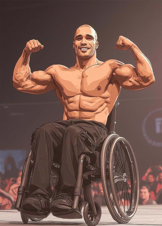Bodybuilder in Wheelchair Posing