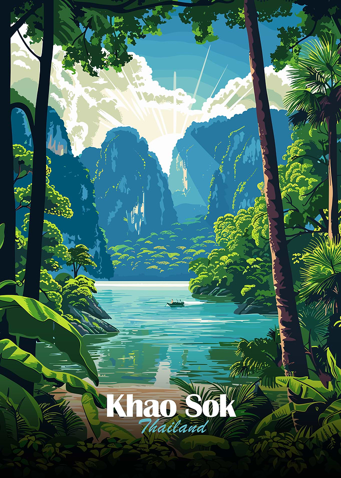 Khao Sok Thailand Landscape Illustration