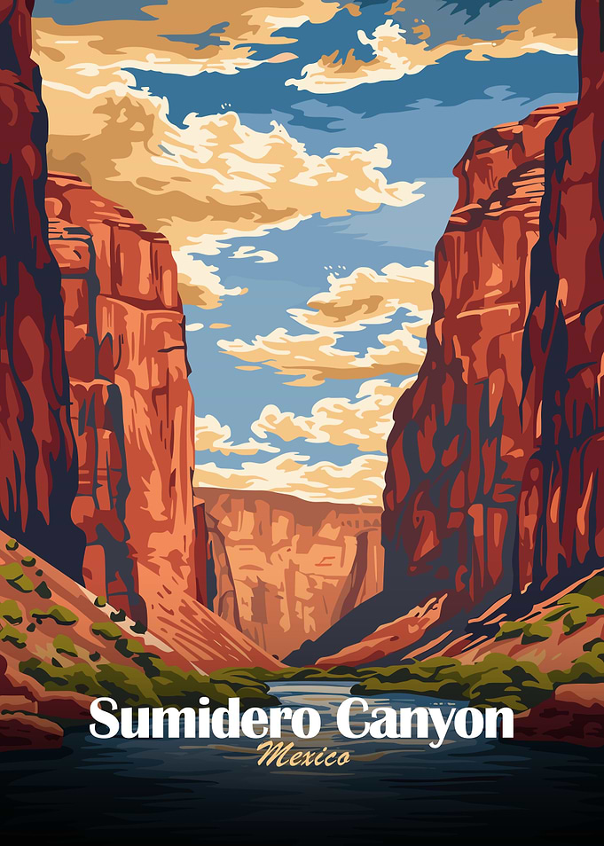 Sumidero Canyon, Mexico Travel Poster