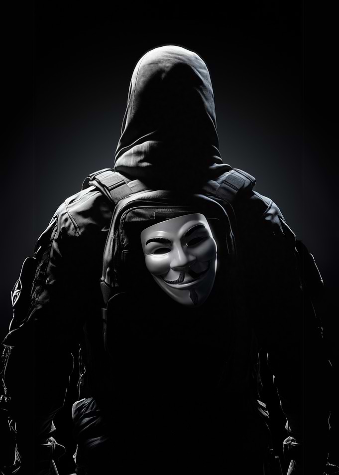 Anonymous Mask and Hooded Figure