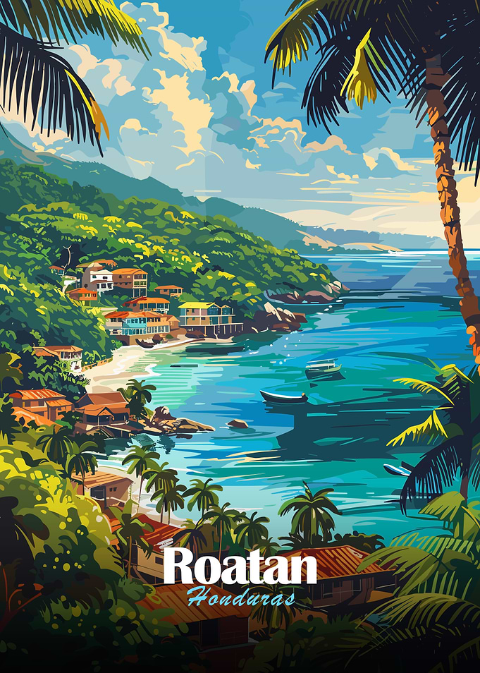 Roatan Honduras Tropical Coastline Art