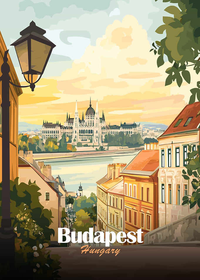Budapest, Hungary Cityscape Illustration