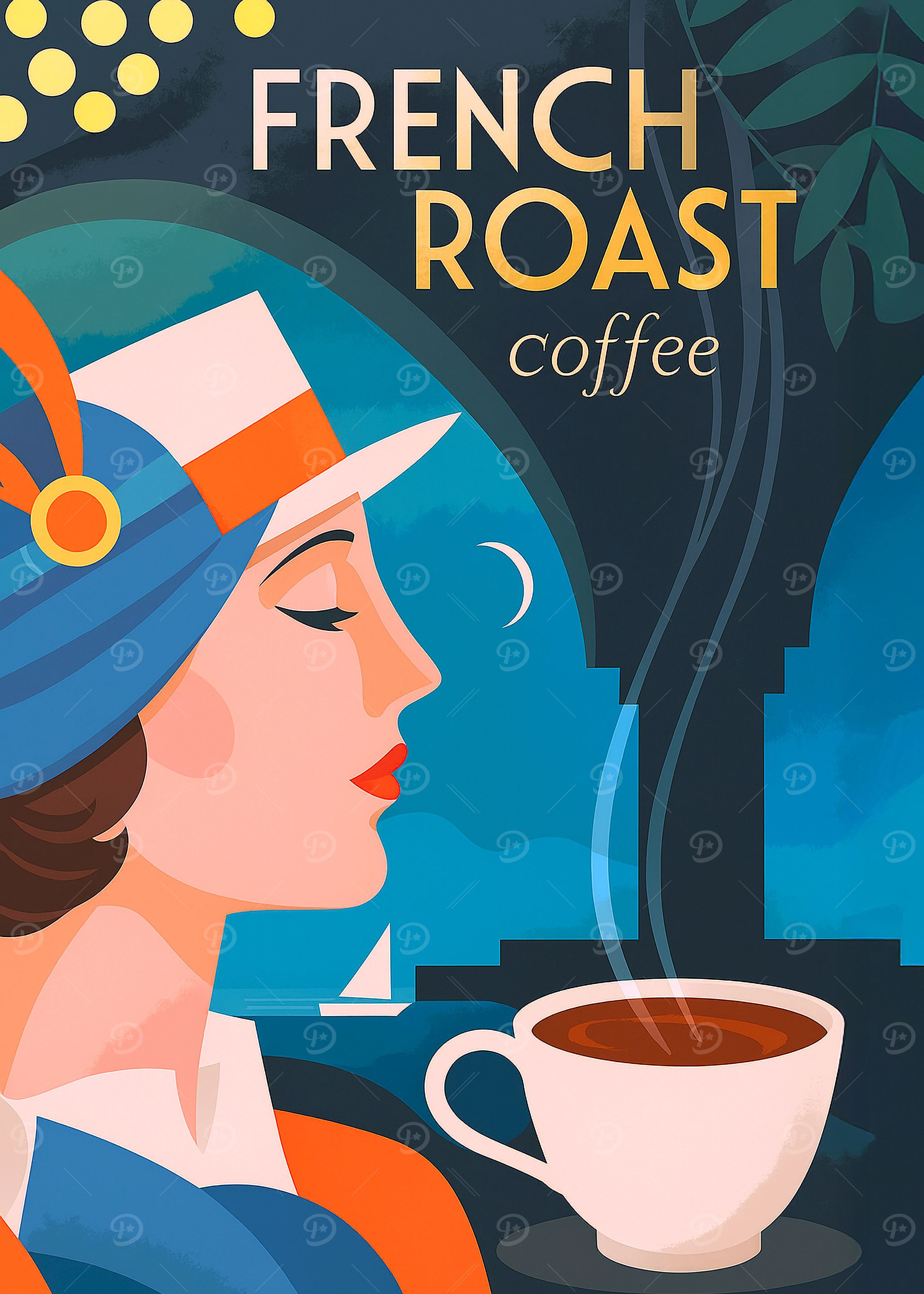 French Roast Coffee Art Deco