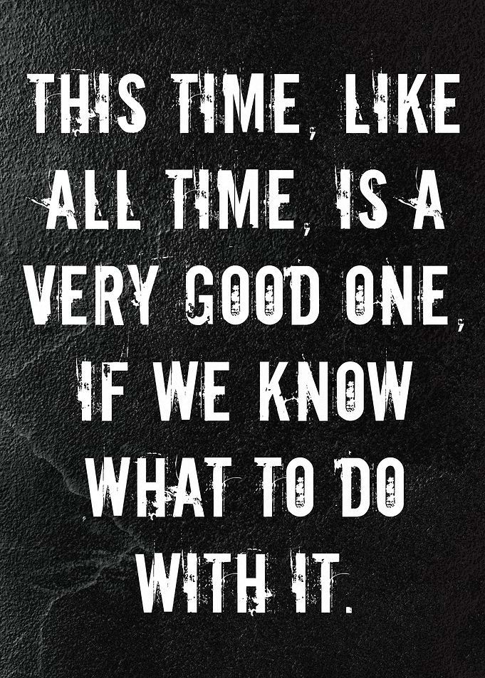 Inspirational Time Quote on Black Texture