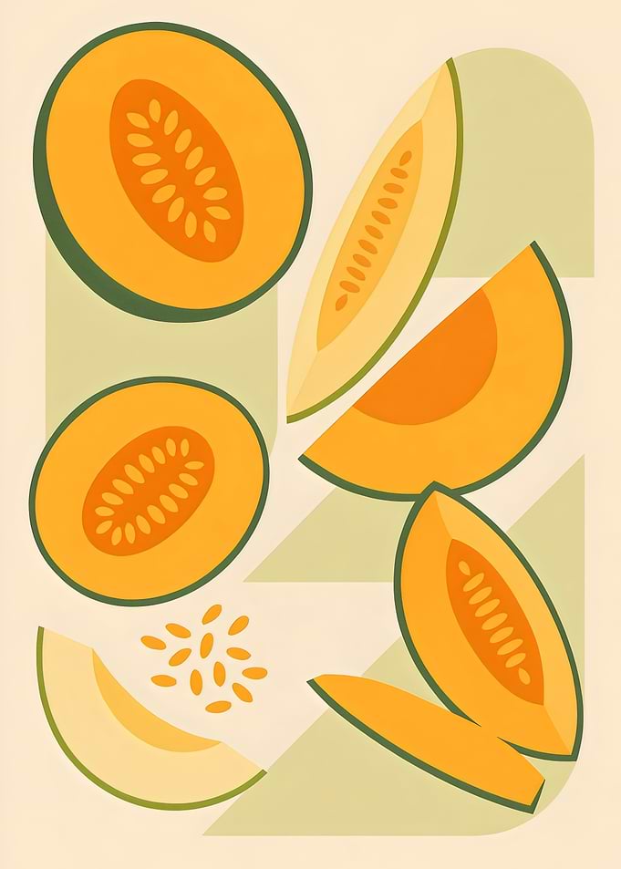 Melon Abstraction – Minimalist Fruit Art with Modern Shapes
