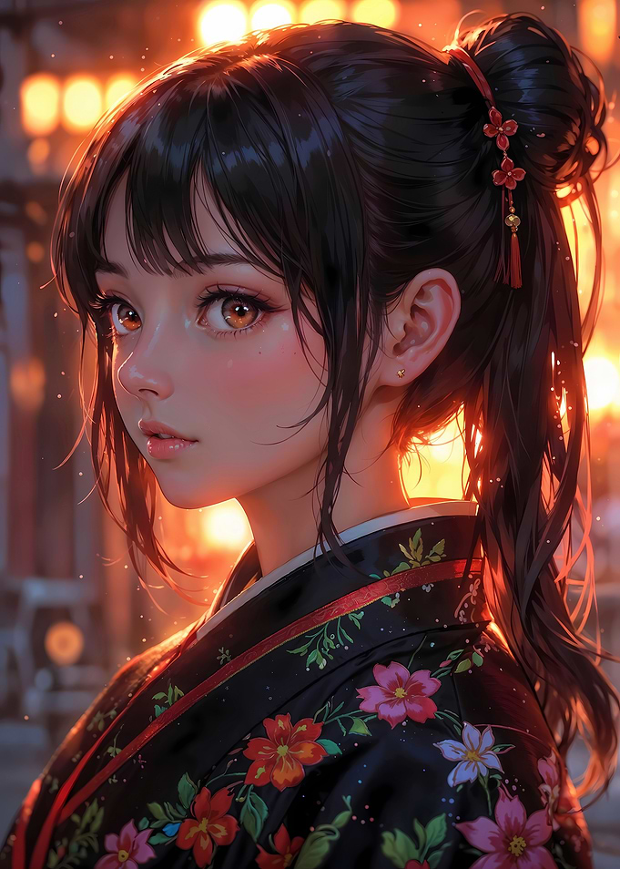 Twilight Kimono: Japanese Festival Beauty