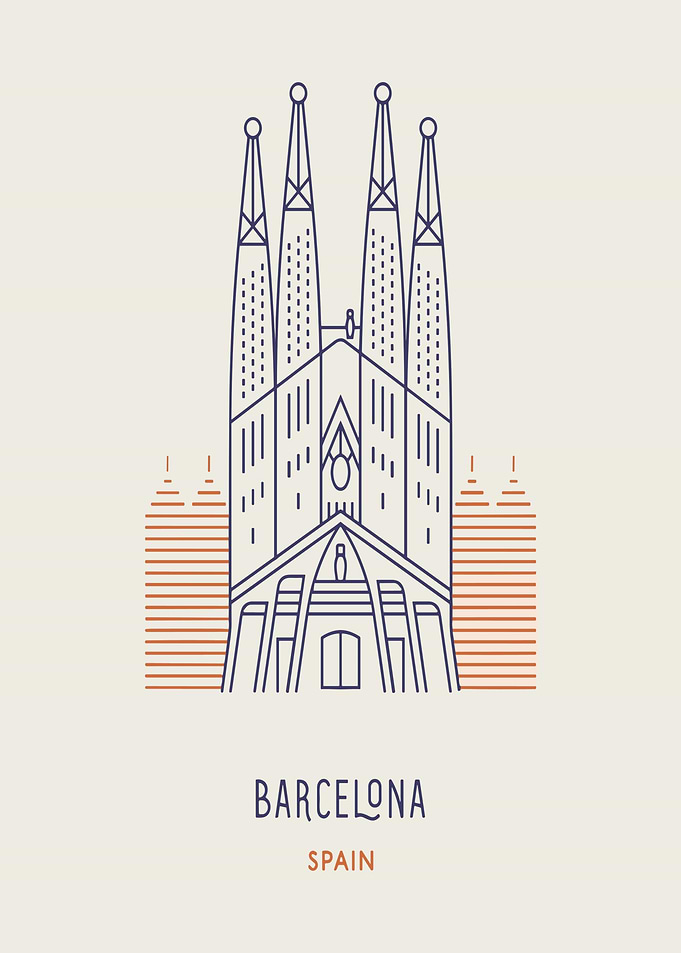 Sagrada Familia Barcelona Minimalist Line Art