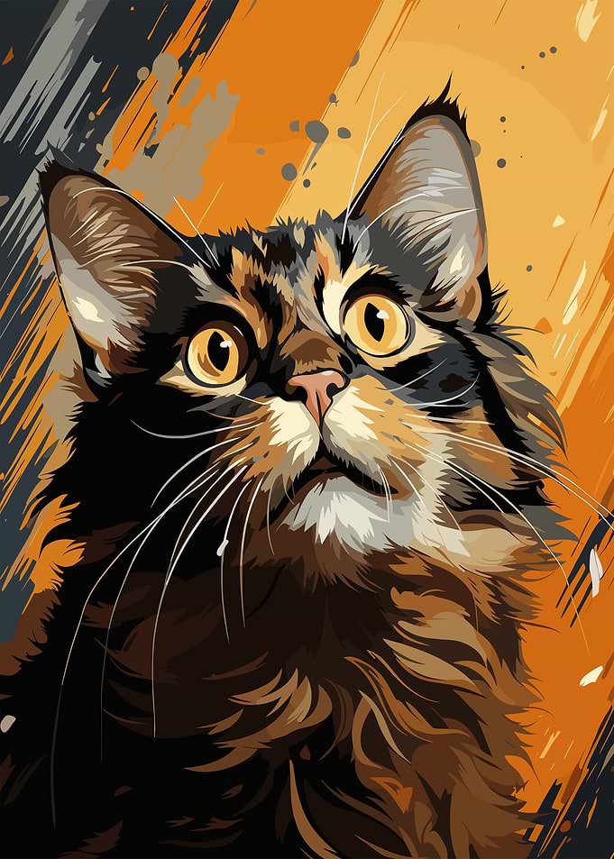 Cat Portrait with Abstract Background