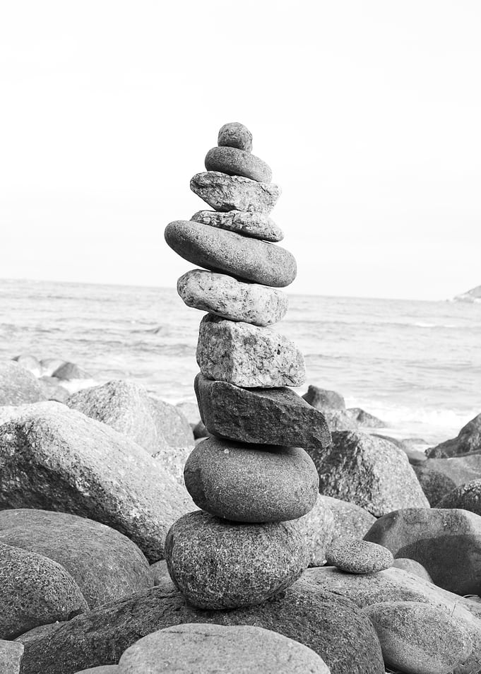 Balanced Stone Cairn on Beach