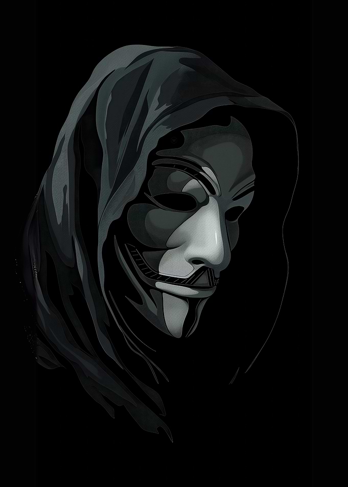 Anonymous Mask in Hooded Silhouette