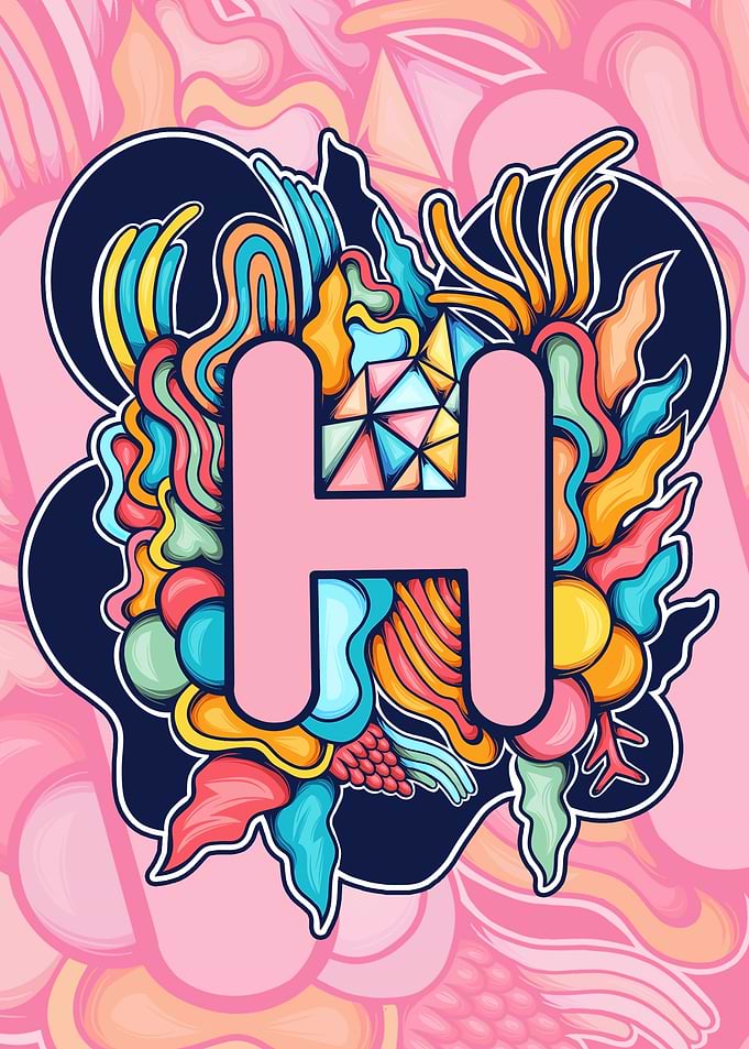 Letter H with Colorful Abstract Design