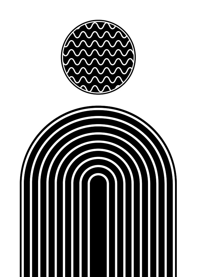 Abstract Black and White Geometric Art