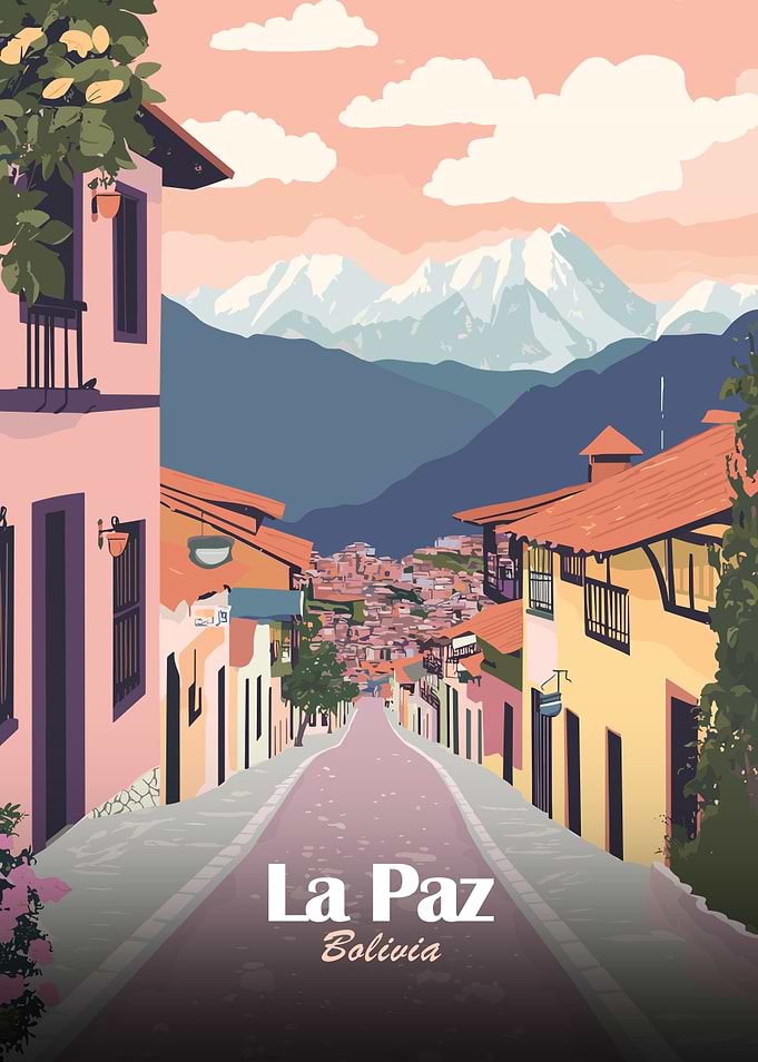 La Paz, Bolivia Travel Poster