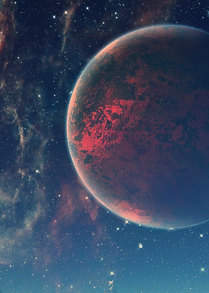 Red Planet in Starry Space