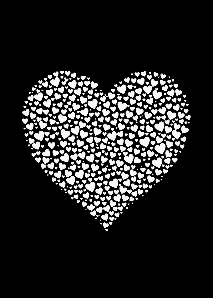Heart Made of Hearts on Black