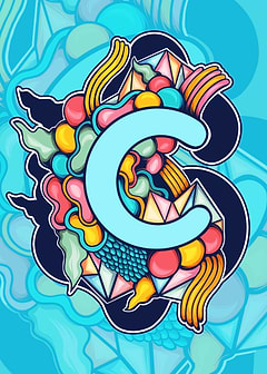 Letter C Colorful Abstract Illustration
