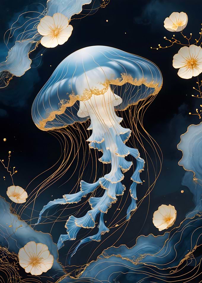 Jellyfish Gold Kintsugi Art
