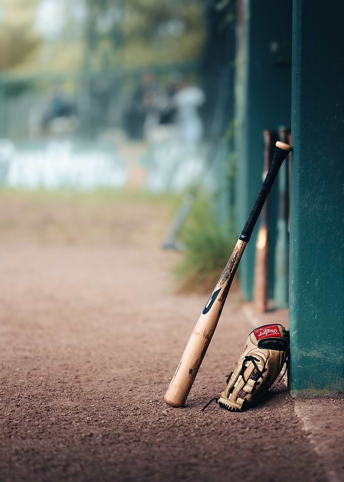 Baseball Bat and Glove Still Life