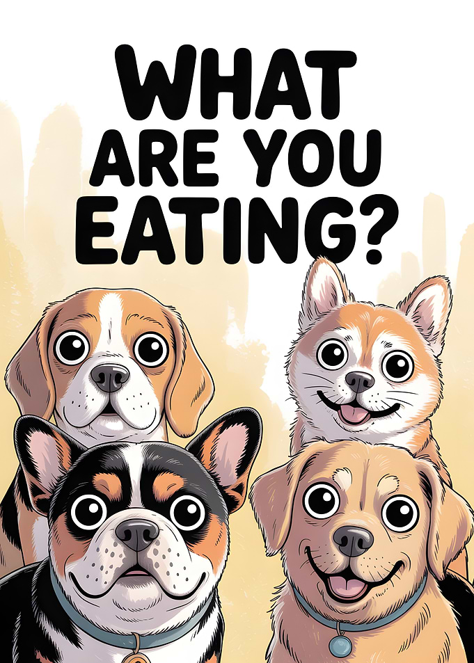 Curious Dogs Asking: What Are You Eating?