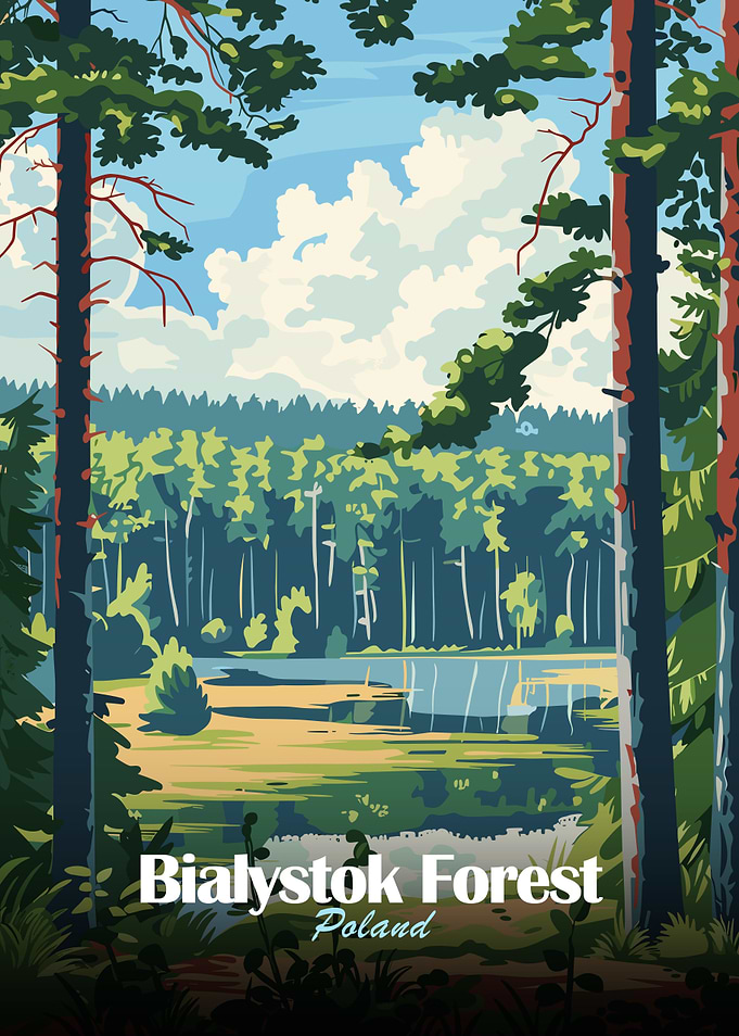 Bialystok Forest Poland Travel Poster