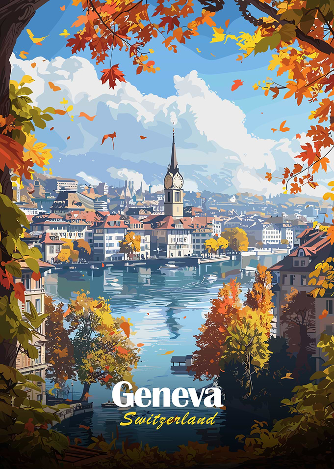Geneva, Switzerland Autumn View