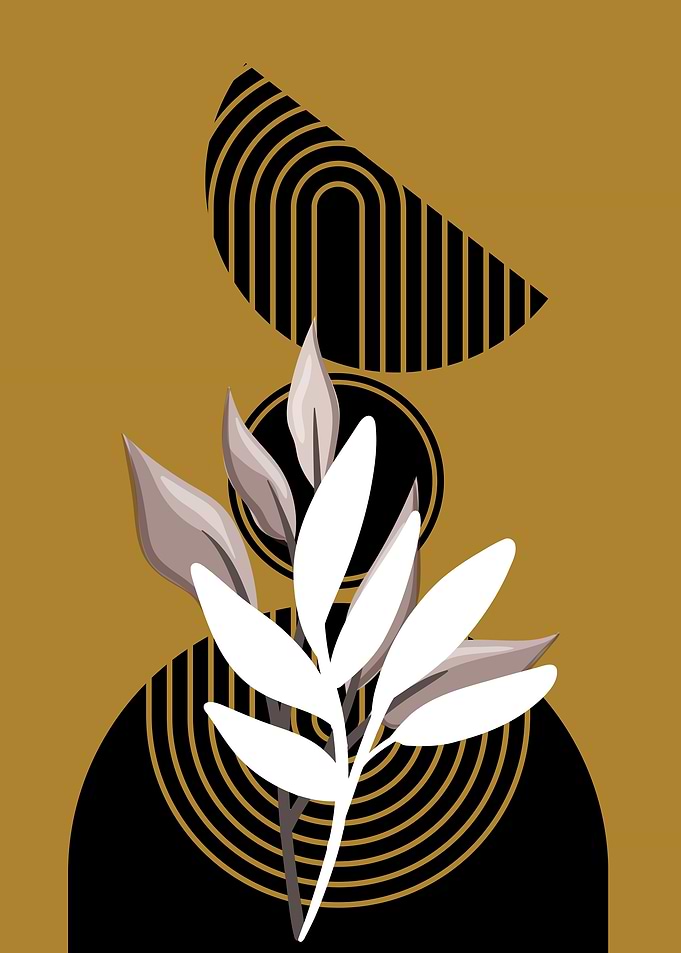 Abstract Floral Art with Geometric Shapes