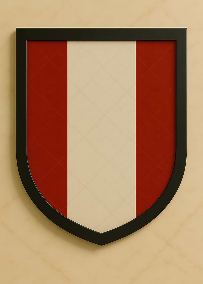 Peruvian Flag Shield with Black Frame - Marble look