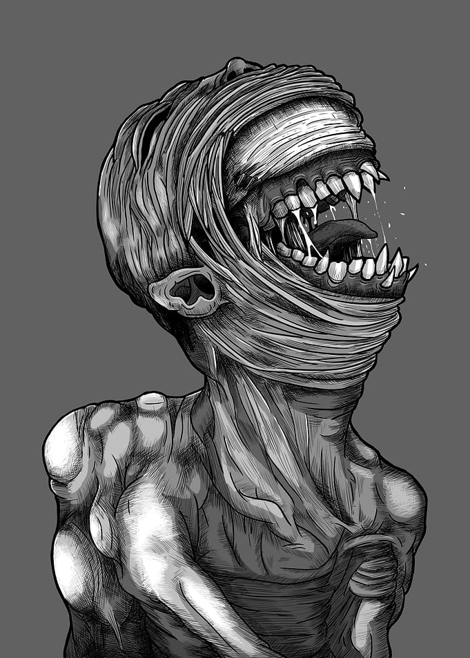 Mummified Monster with Open Mouth
