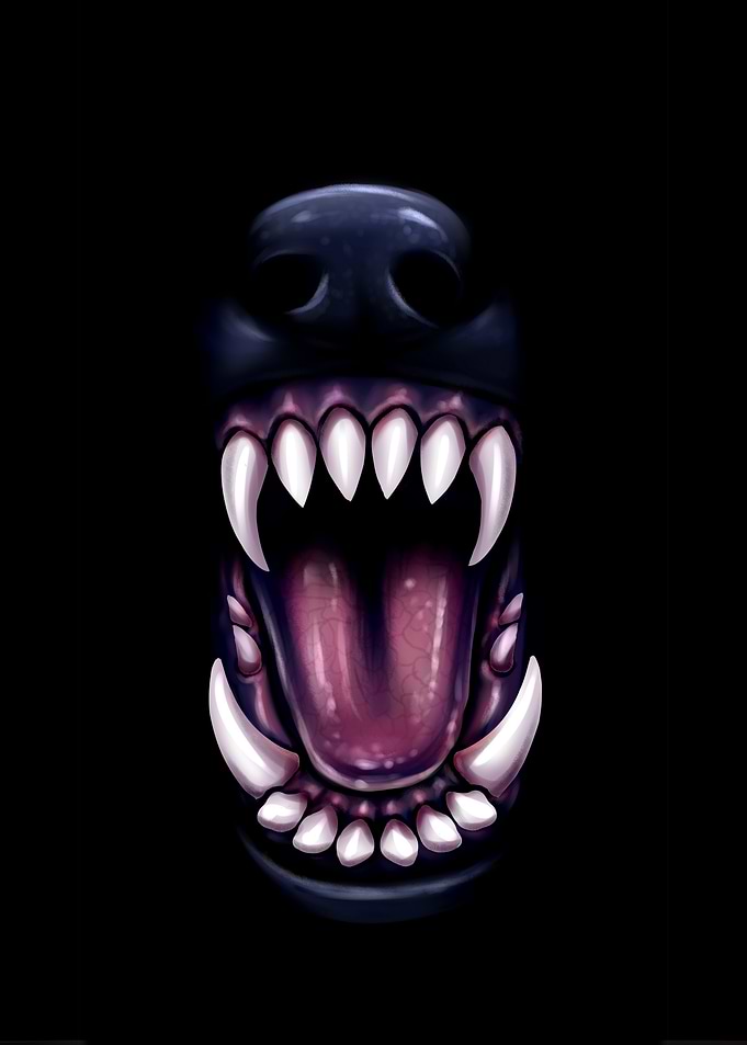 Dog Mouth Open with Sharp Teeth