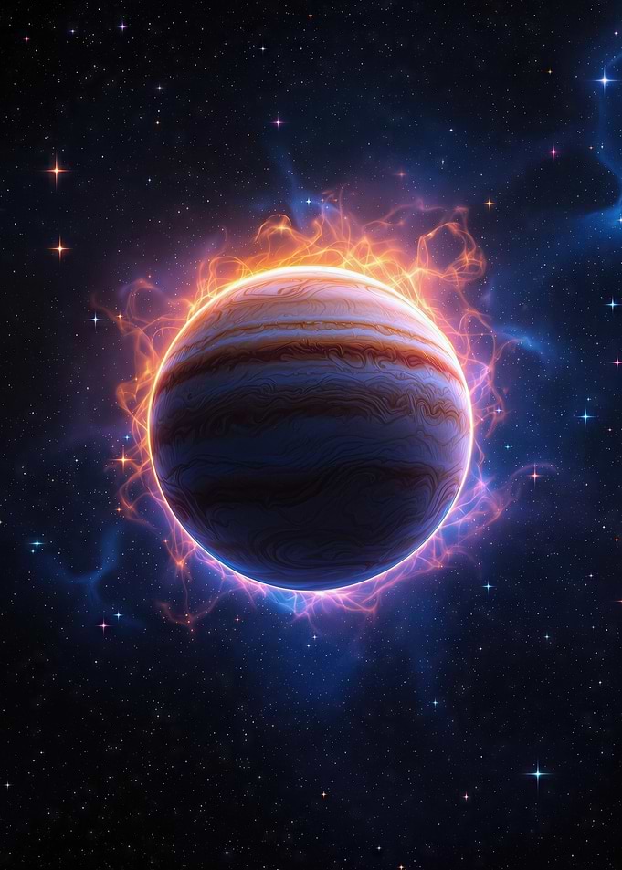 Jupiter with Energy Field in Space