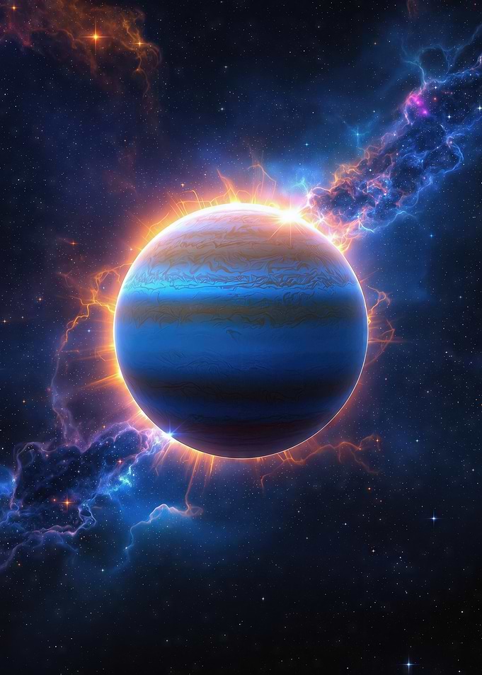 Uranus in Space with Nebula