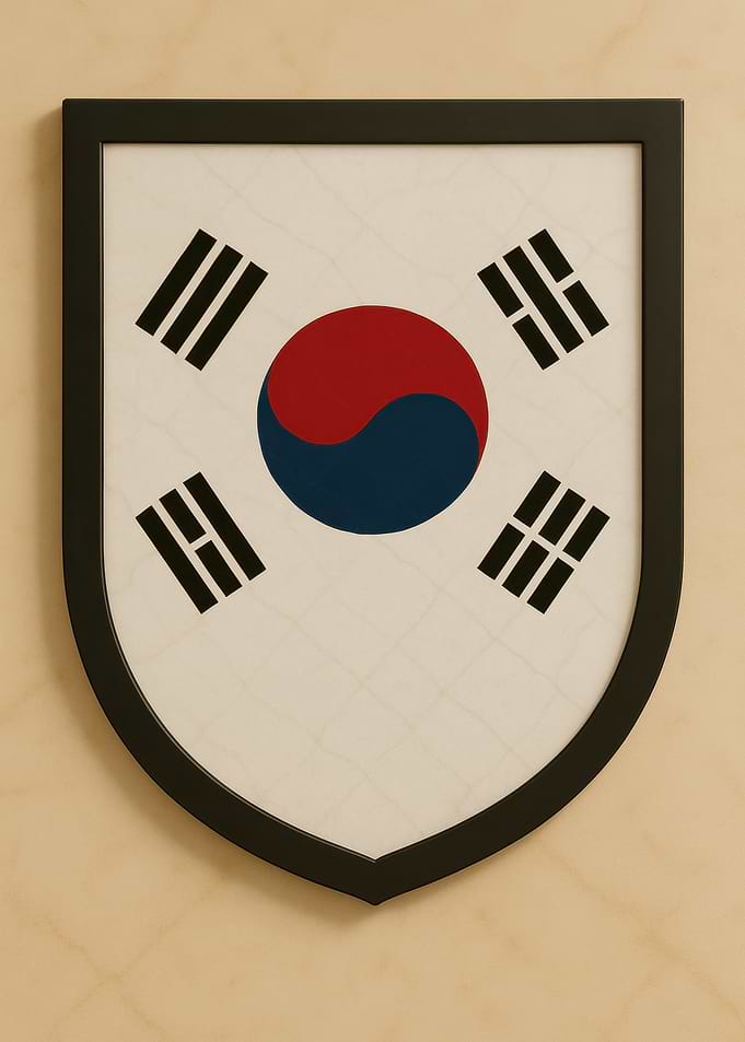 South Korea Flag Framed Art - Marble look