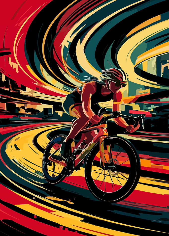 Cyclist in Motion Abstract Art