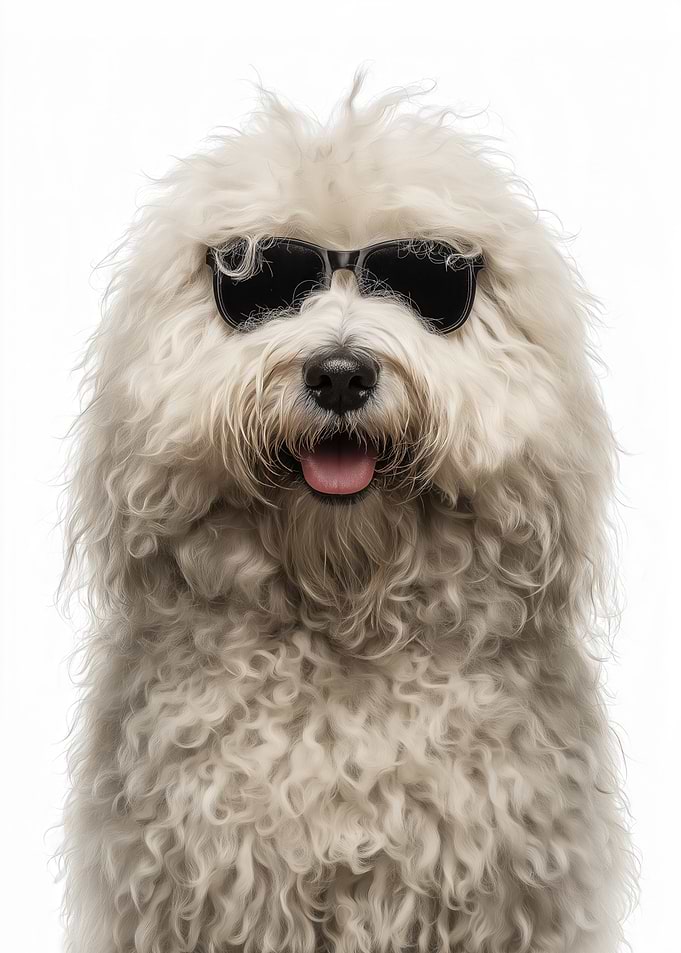 Cool Komondor Dog with Sunglasses Portrait