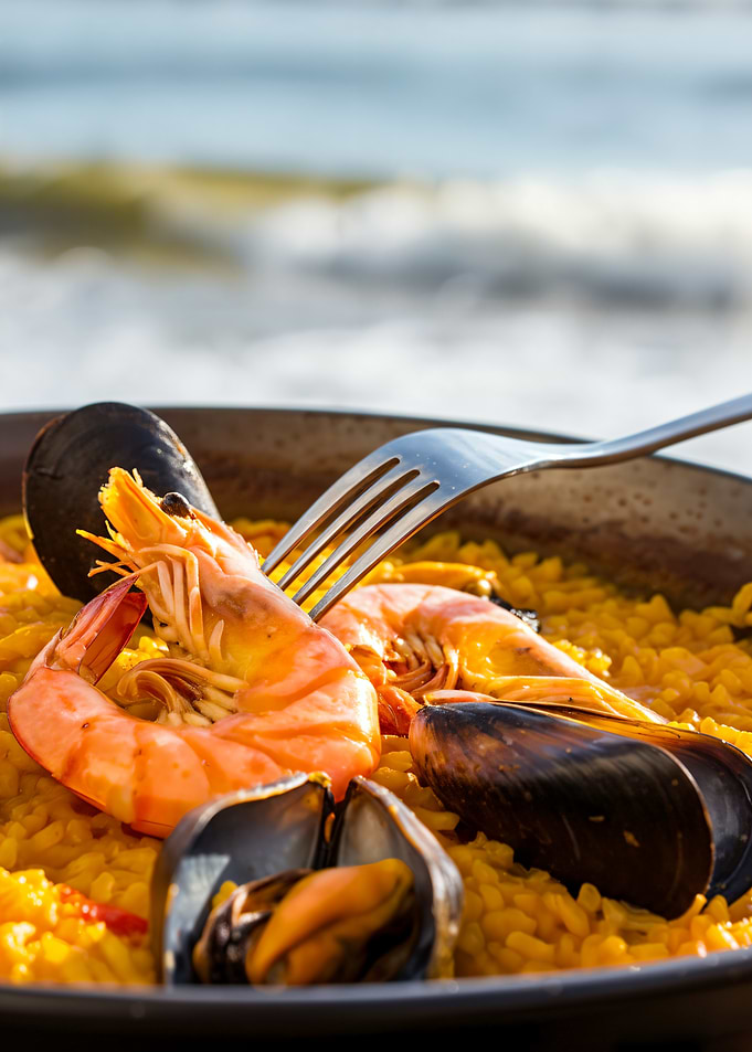Seafood Paella by the Ocean