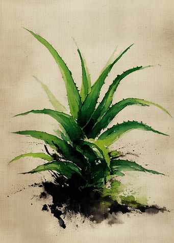 Aloe Vera Watercolor Painting | Natural Wellness Print