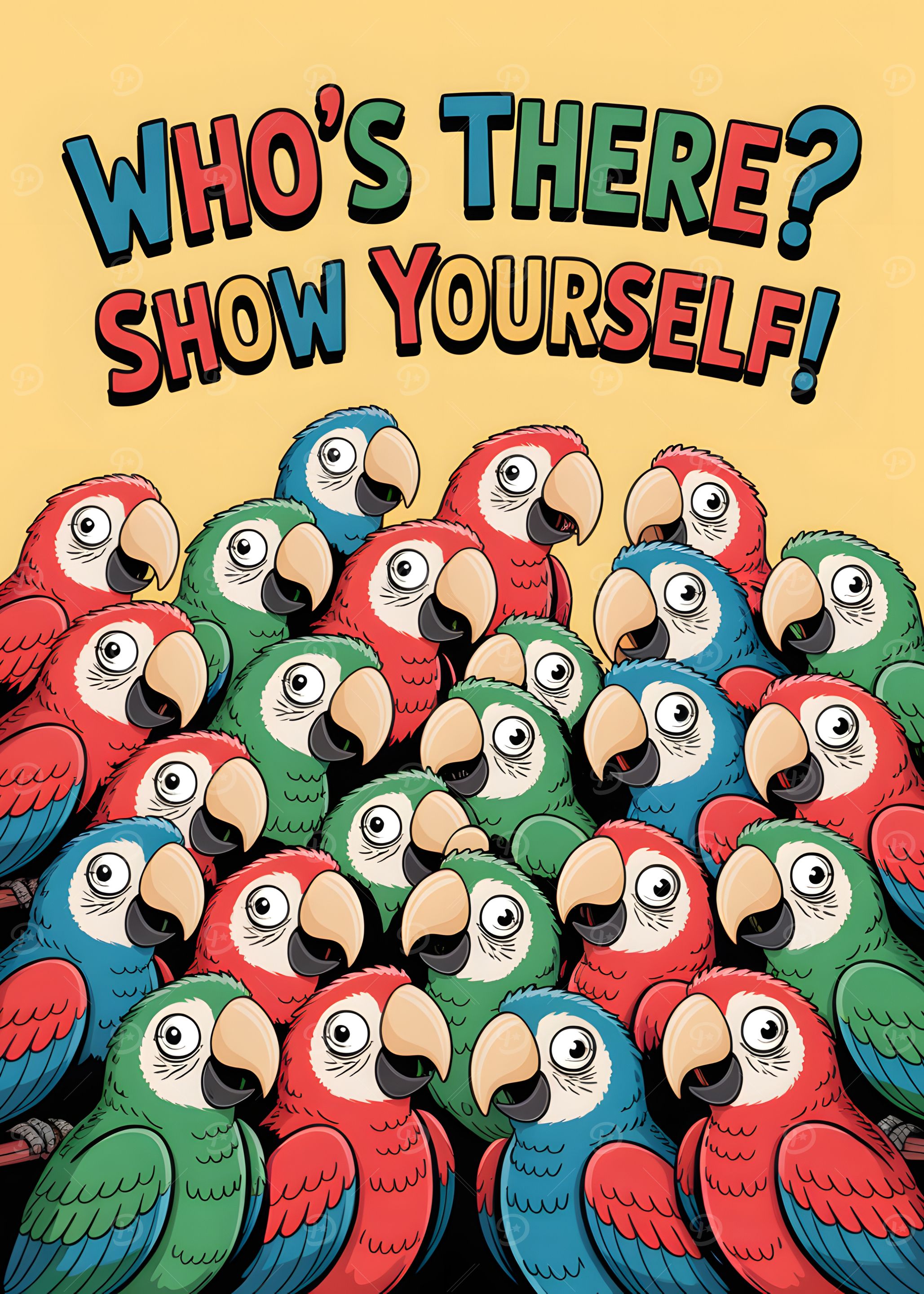 Curious Parrot Crowd: Who’s There? Show Yourself!
