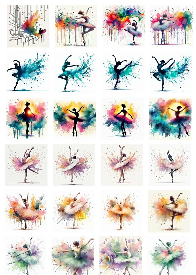Watercolor Ballerinas Collage