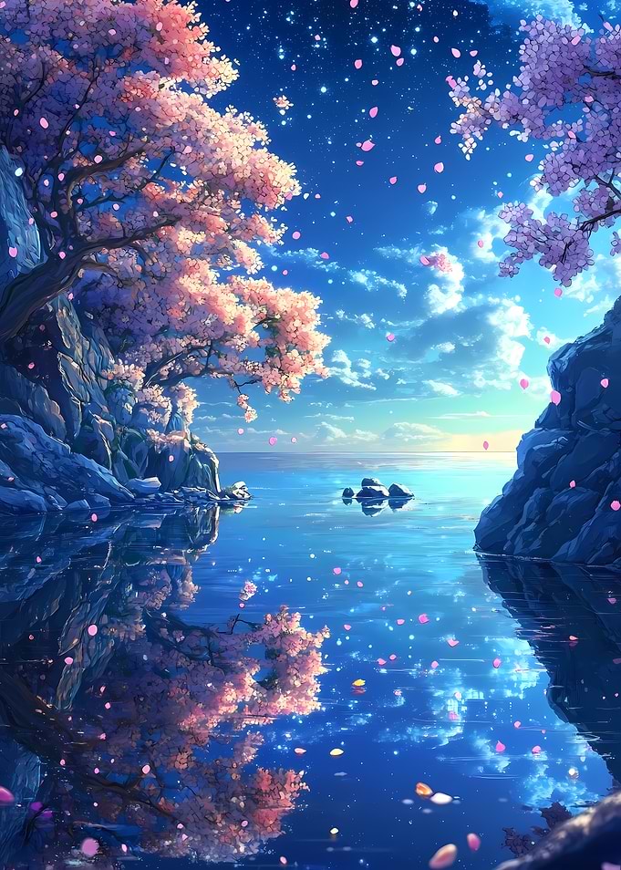 Cherry Blossom Anime Landscape