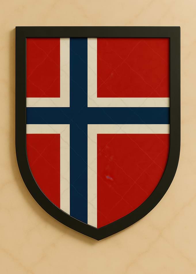 Norway Flag Shield Framed Art - Marble look